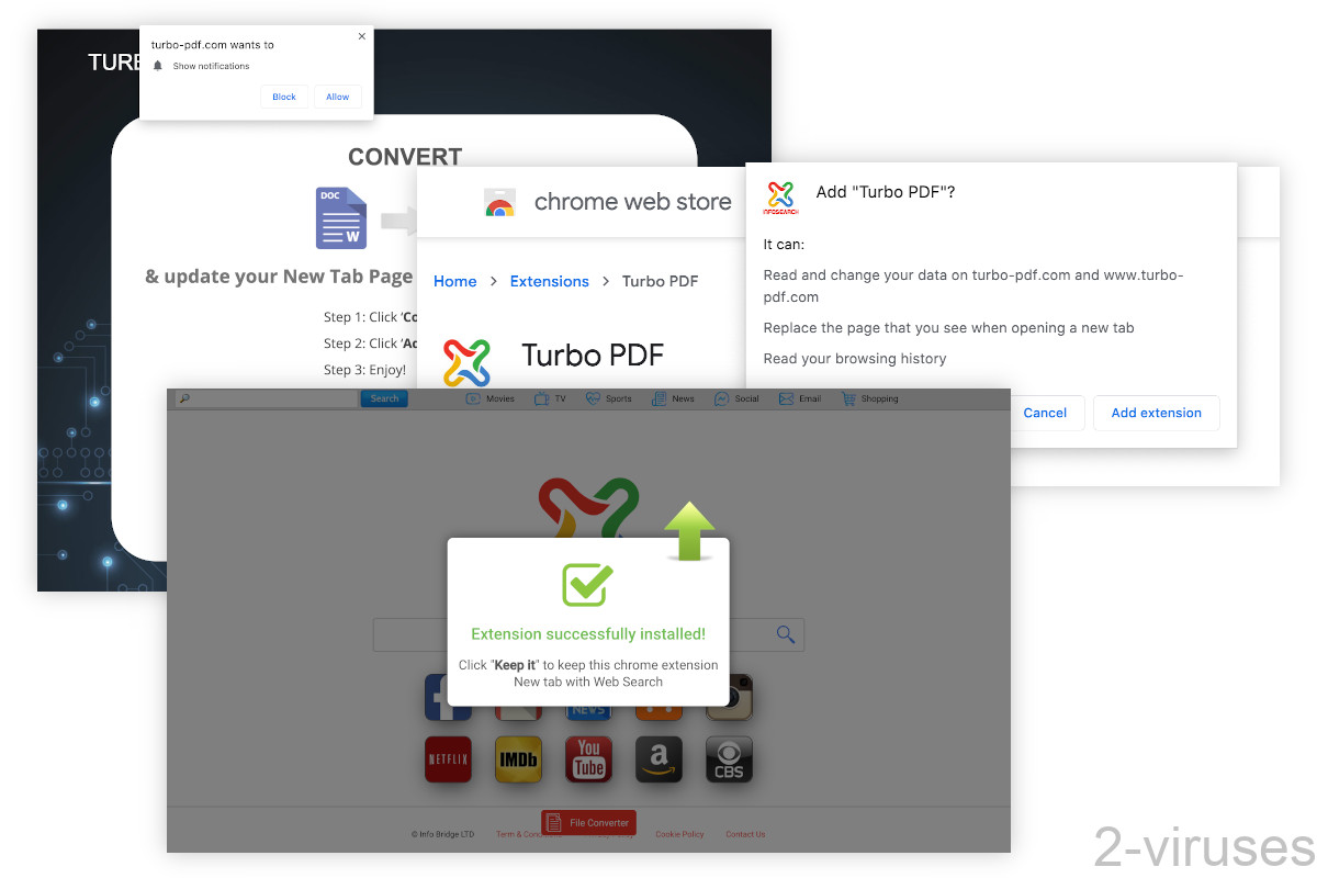 Turbo PDF replaces your new tab page.