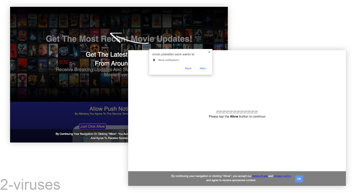 Uistration.work asks you to allow its notifications to continue.