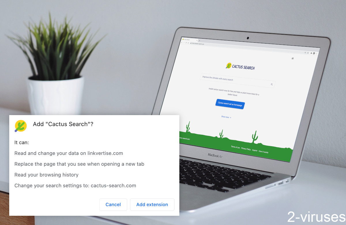 Cactus Search replaces your home page and search settings.
