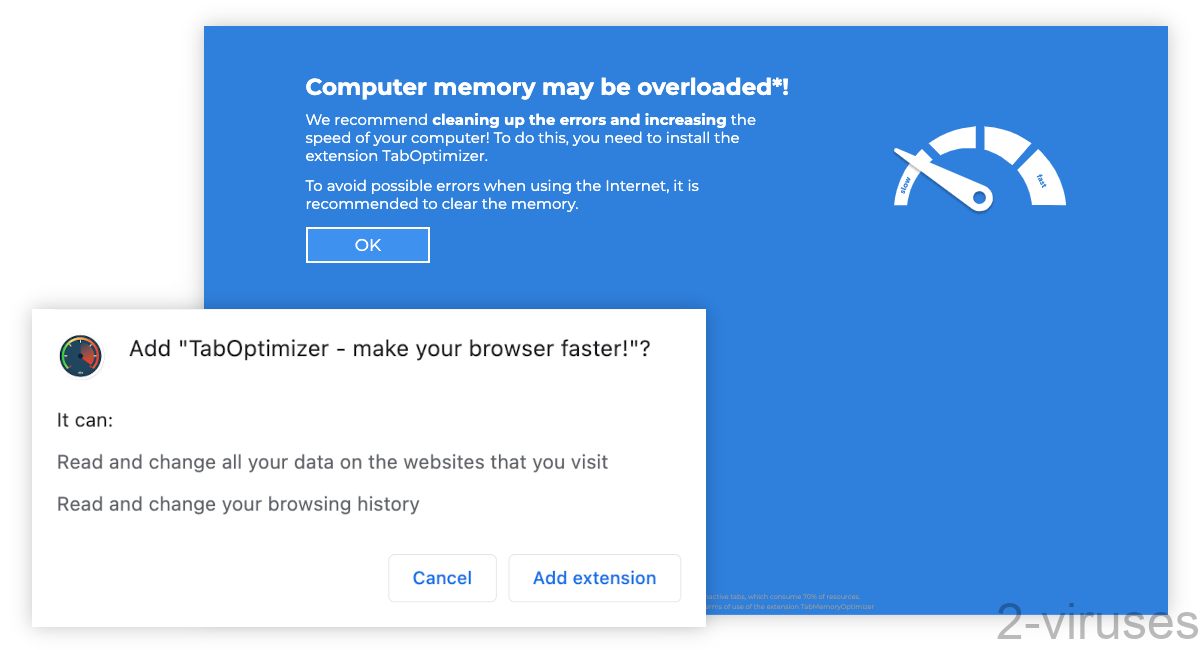 "Computer memory may be overloaded" alert on blue background.