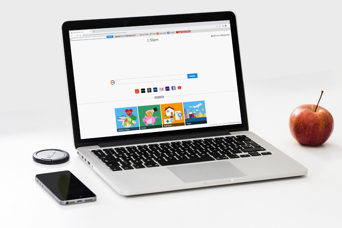 GetSeniorResources' home page is the same as that of all other Mindspark extensions.