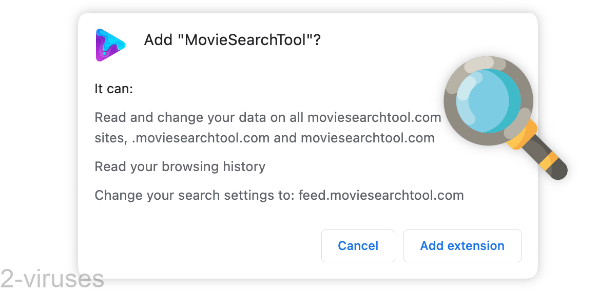 MovieSearchTool asks to change your search settings and read your browsing history.