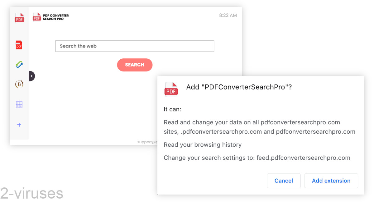 PDFConverterSearchPro replaces the browser's search engine.