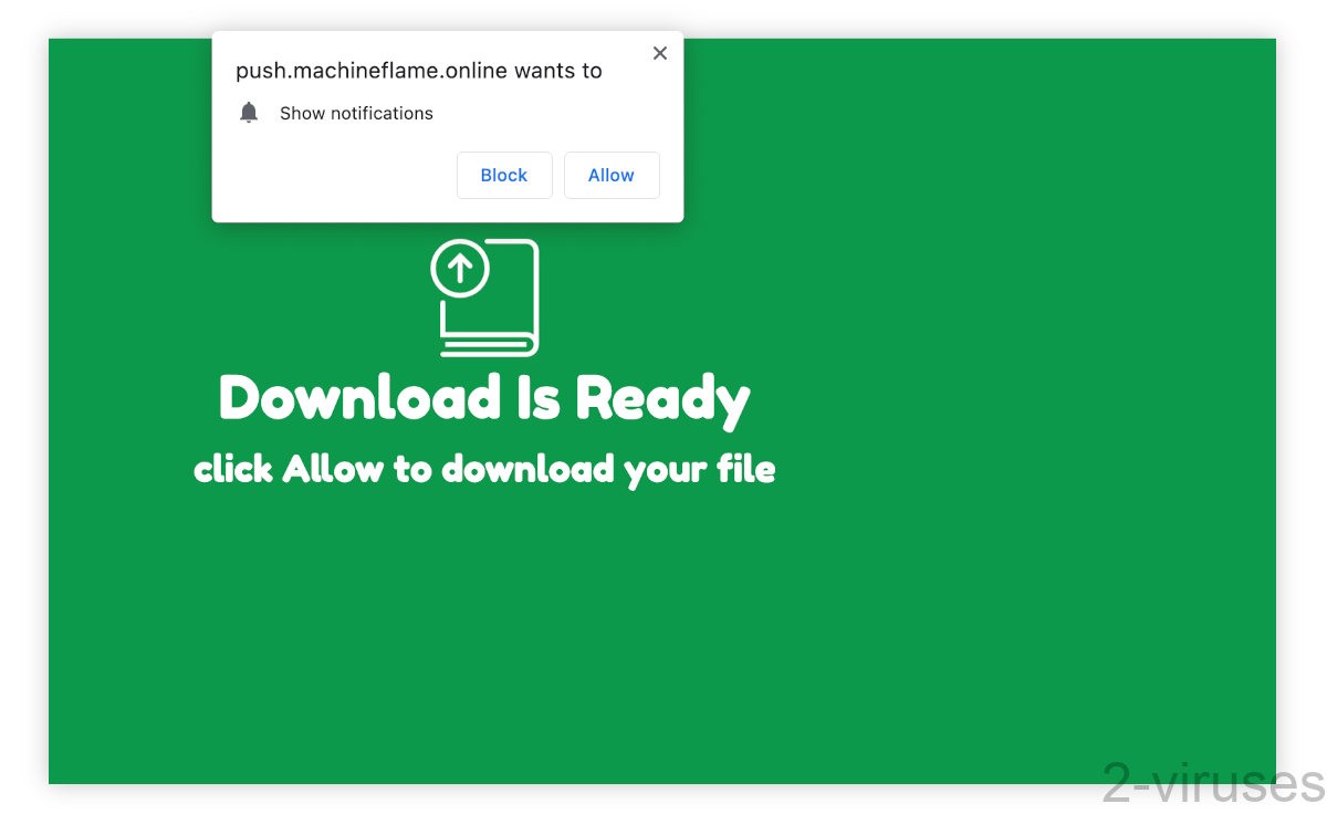 Push.machineflame.online shows a fake download button.