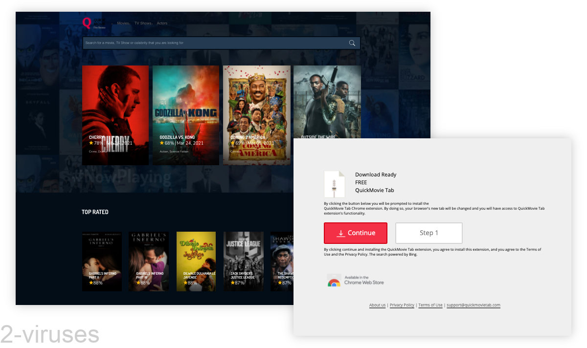 QuickMovie Tab using the "Download ready" template for its ads.
