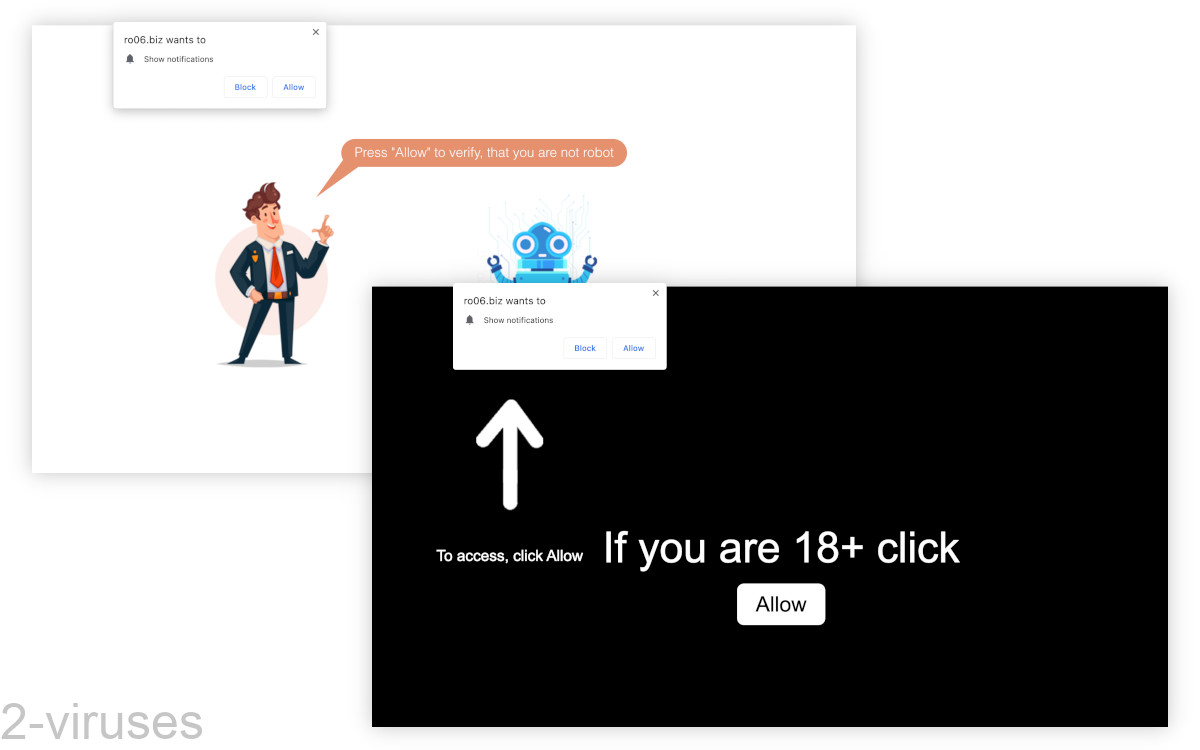 Ro06.biz shows fake messages to trick people.