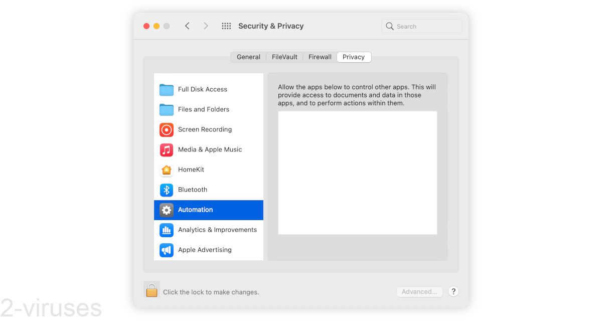 Mac settings, security and privacy, privacy, automation.