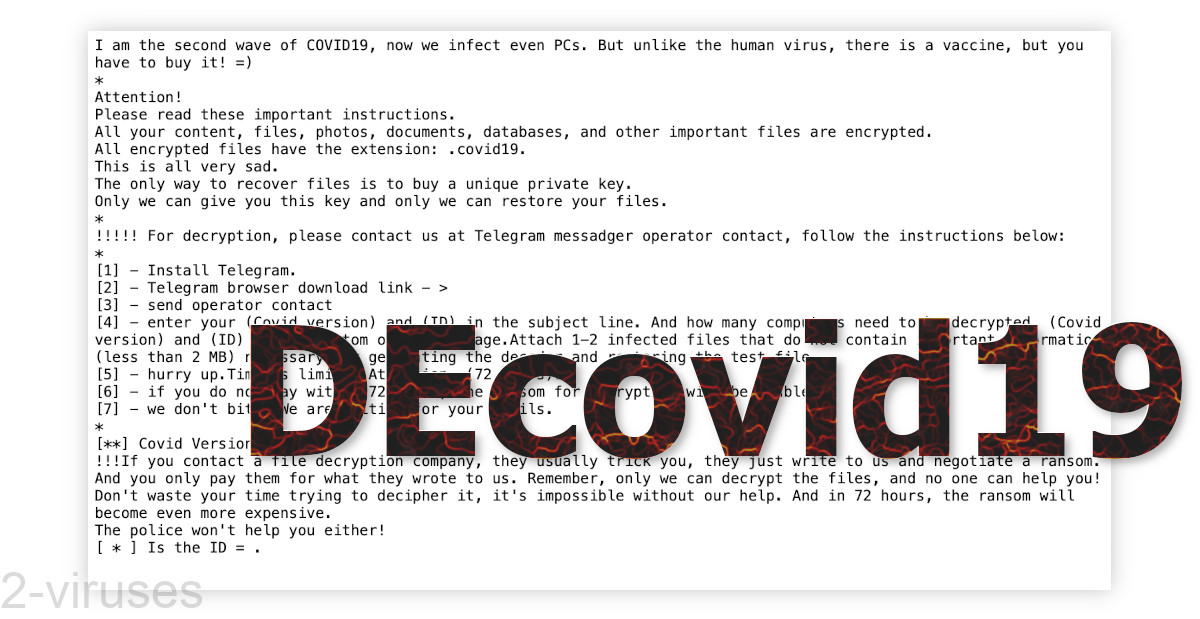 DEcovid19's ransom note gives the contact details of the extortionists.