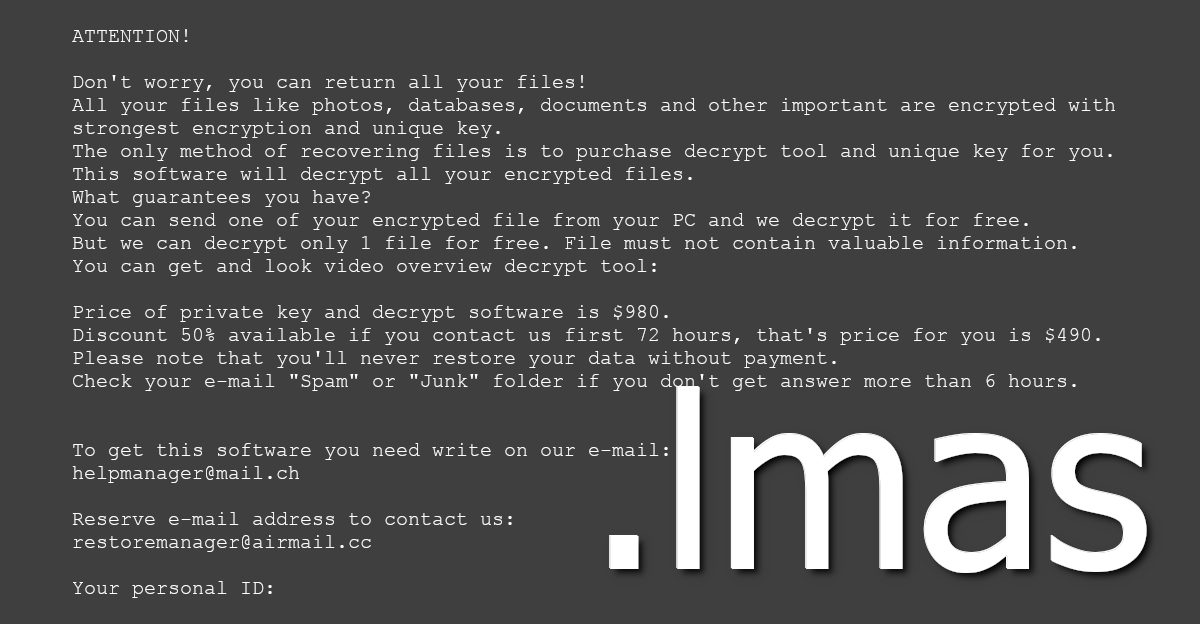 lmas' ransom note asks for hundreds of dollars of ransom.