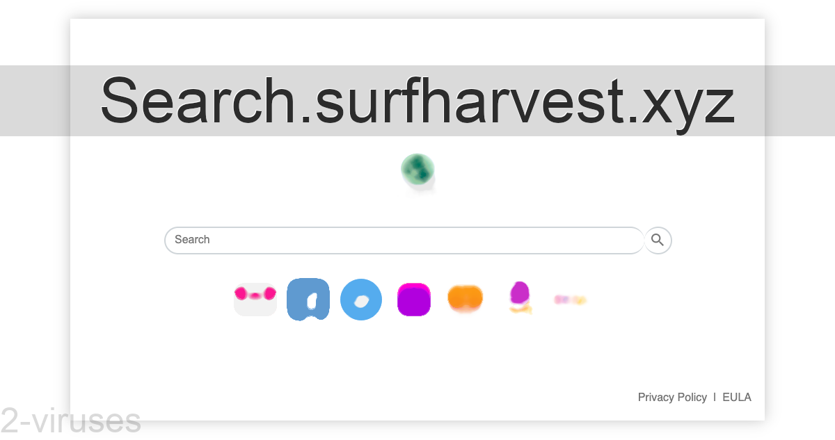 The address Search.surfharvest.xyz on an illustration of a new tab page.