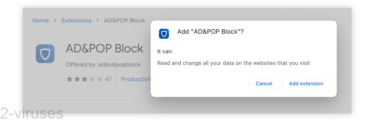 AD&POP Block asks to access all visited pages.