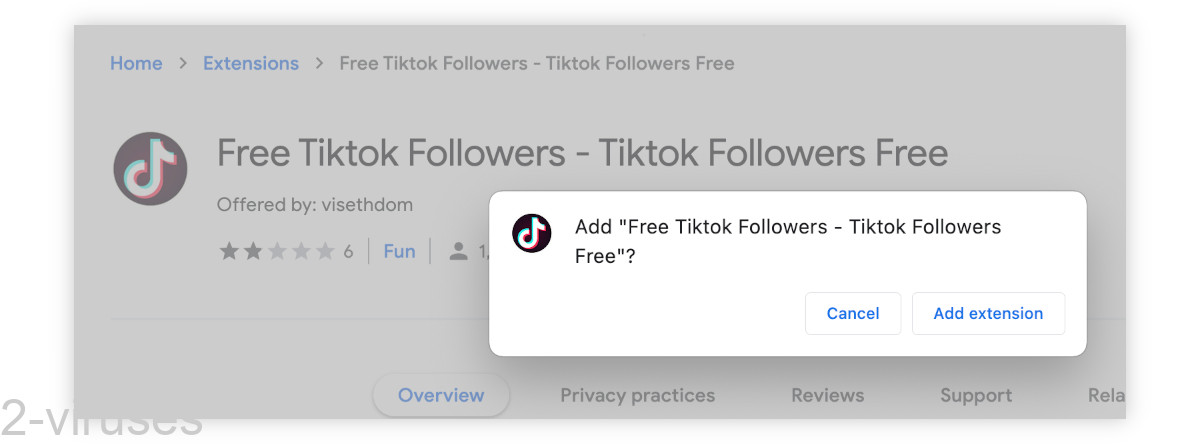 The Free TikTok Followers extension appears to have 1000+ users.