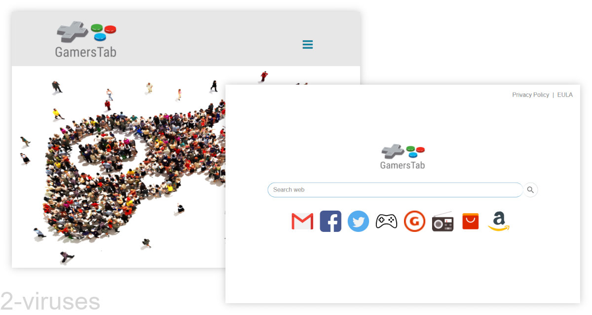 Gamers-tab.xyz's new tab page looks very basic.