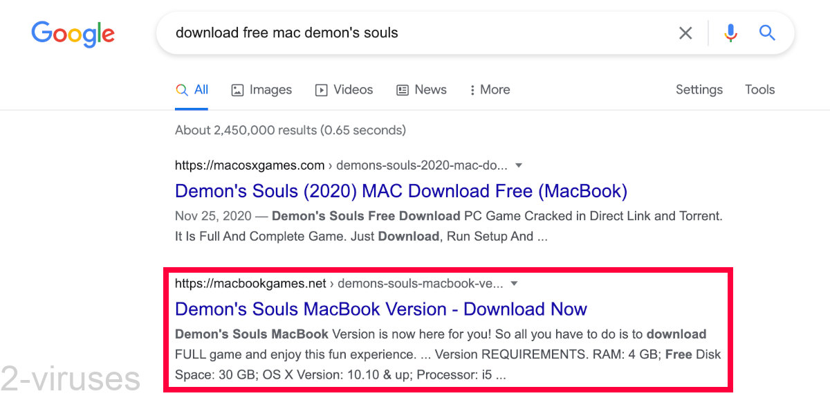 Macbookgames.net shows up as the secind search result.
