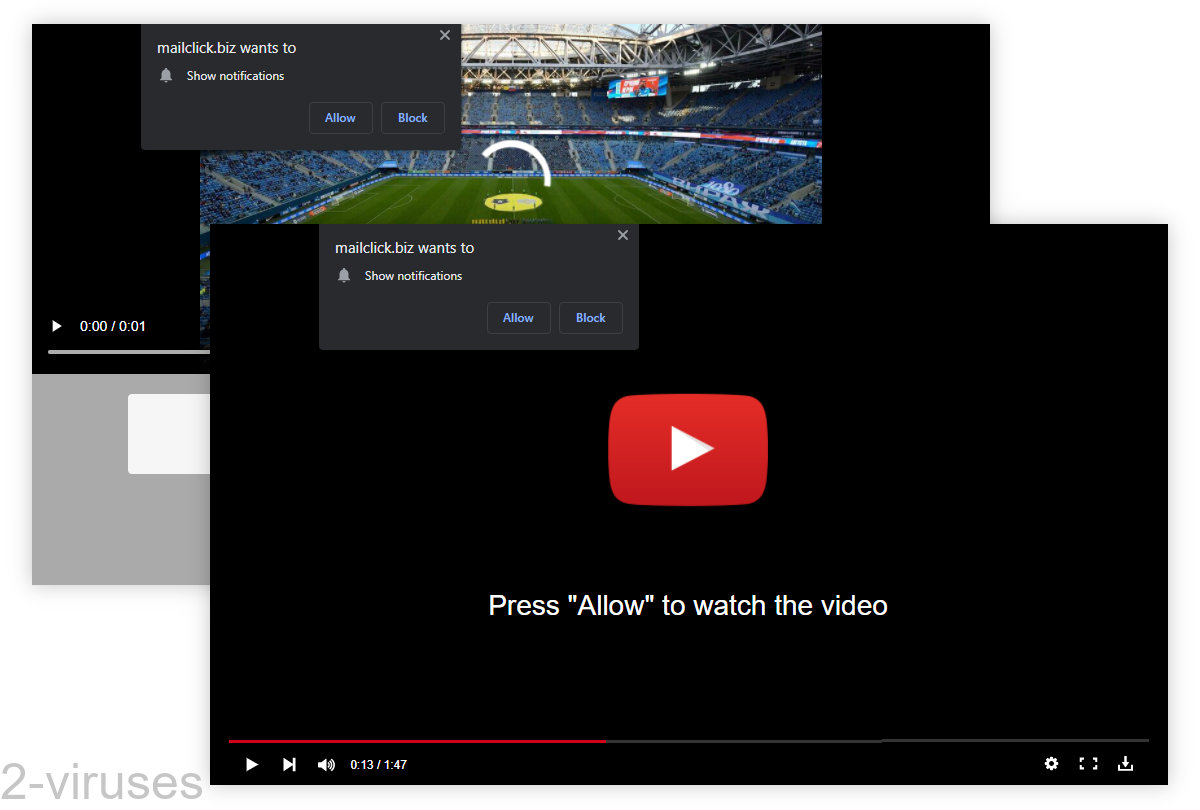 Mailclick.biz shows fake video players.