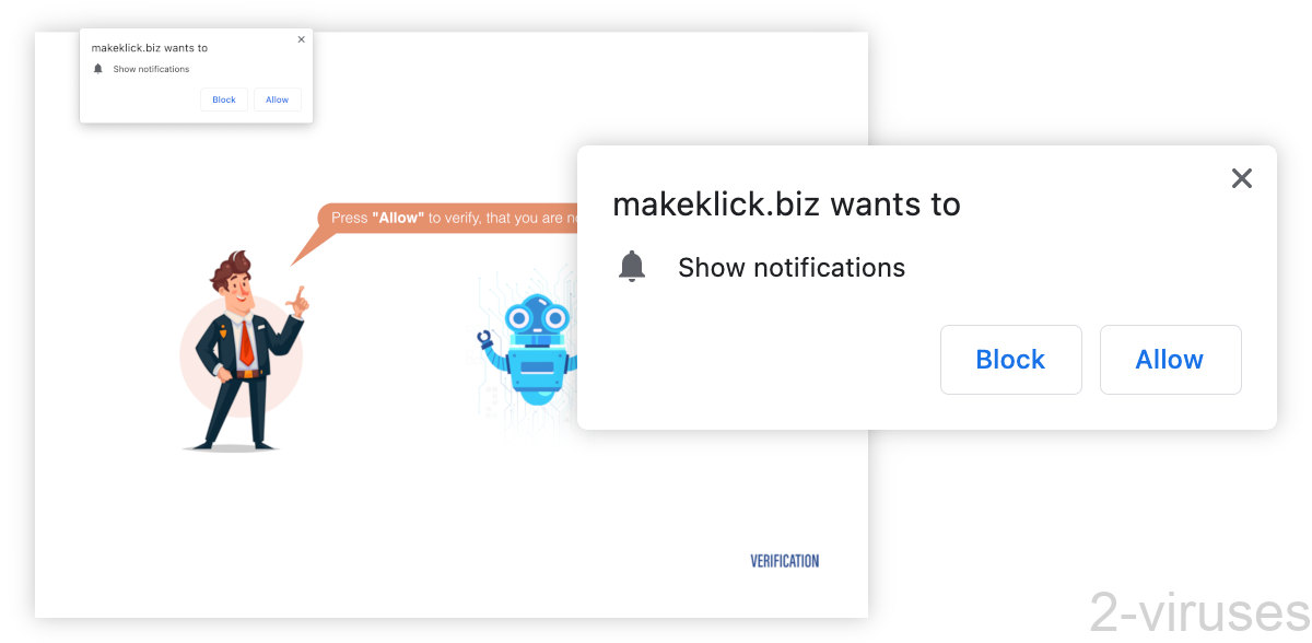 Makeklick.biz asks visitors to allow notifications.