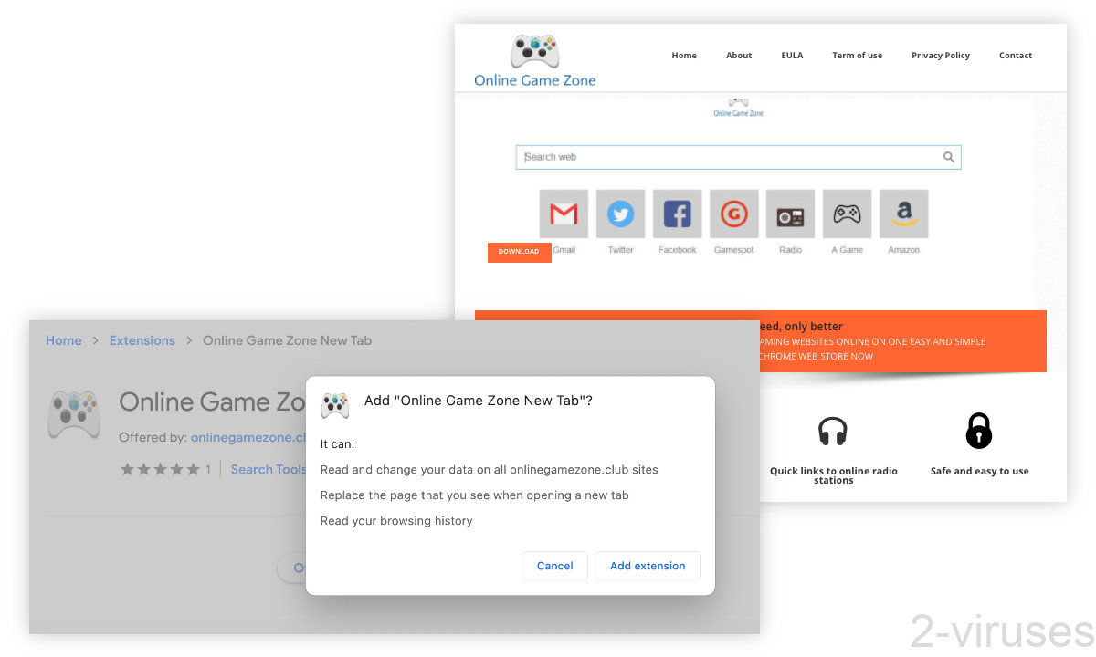 Online Game Zone New Tab asks to replace your new tab.