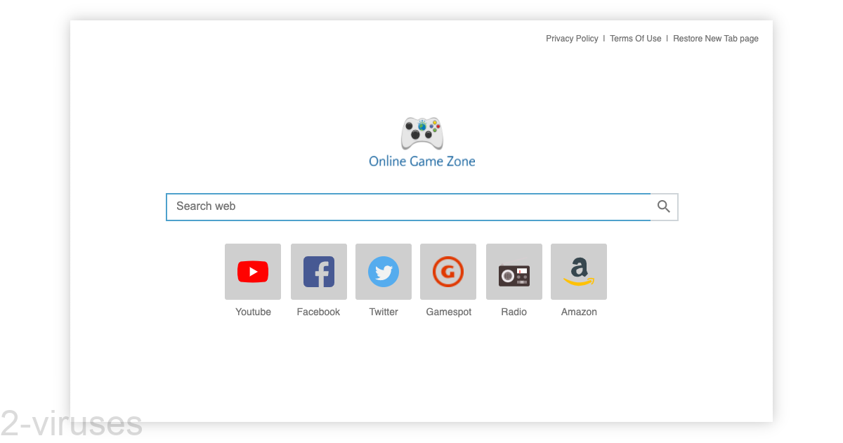 Online Game Zone New Tab's new tab looks like all the other browser hijacker new tabs.