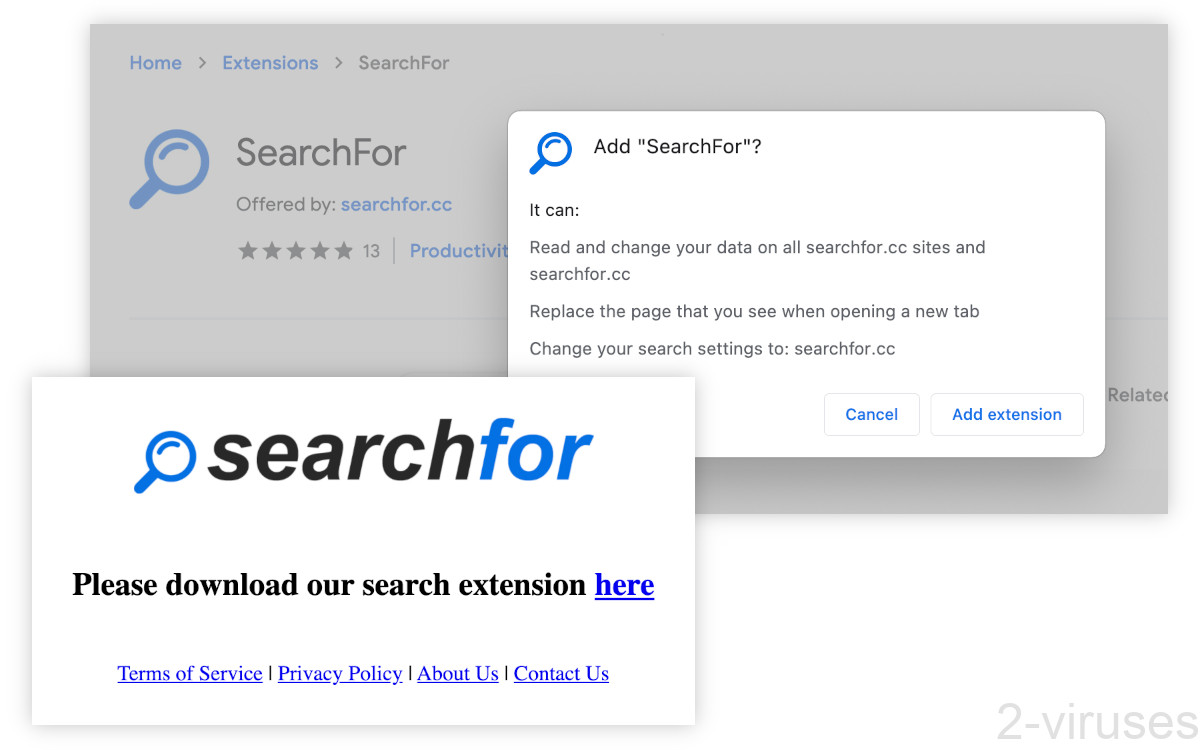 Searchfor.cc's ad is incredibly simple.