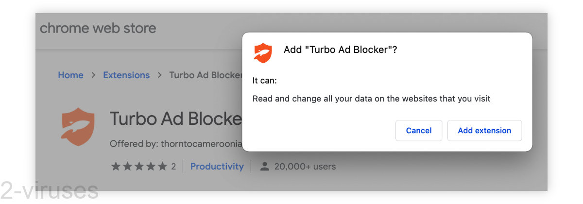 Turbo Ad Blocker asks to read your data on all the sites that you visit.