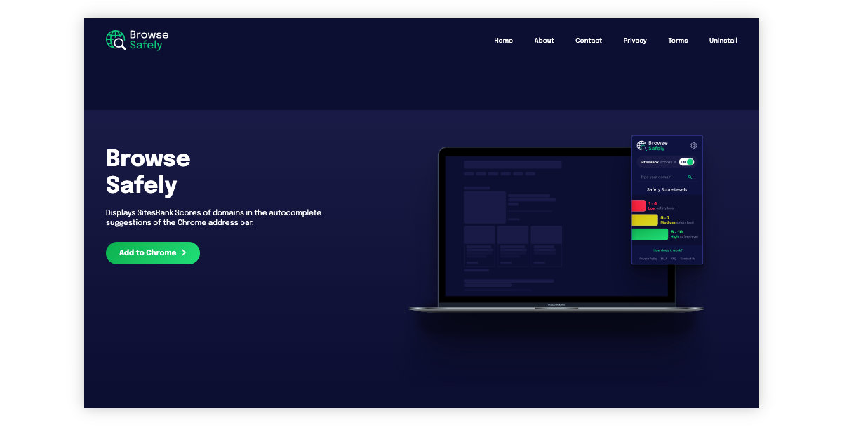 Browsesafelysearch.com's site offers to install the extension.