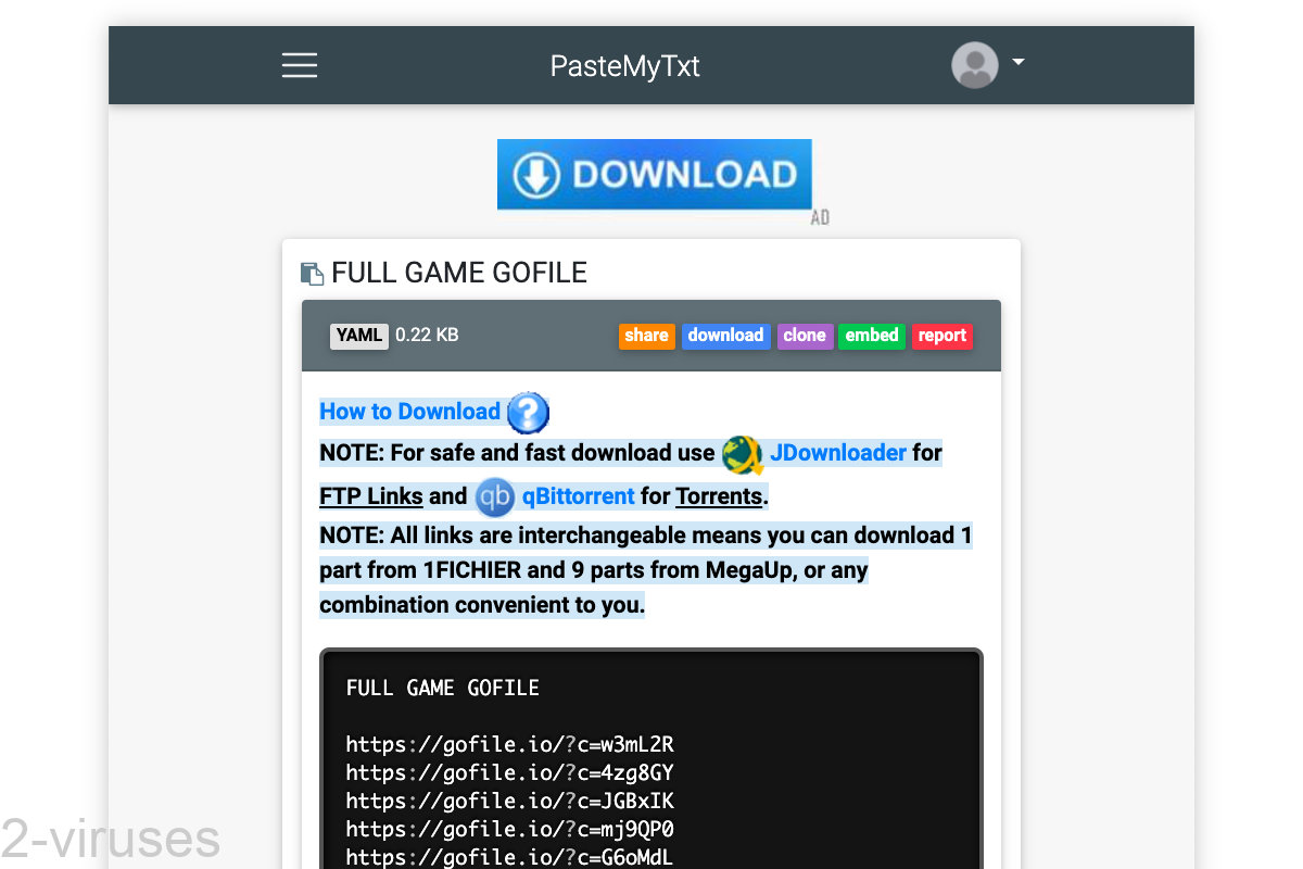 Cpygamescracked.com leads to Pastemytxt.com.
