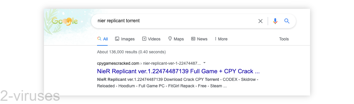 Cpygamescracked.com is the first google search result for "Nier replicant torrent".