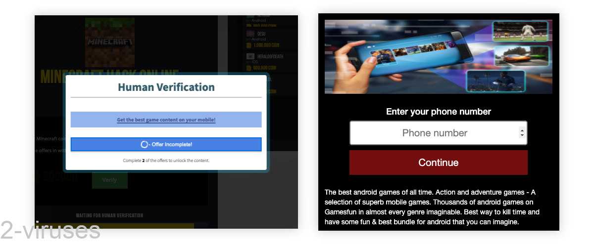 Minecraft Hack leads to a paid app.