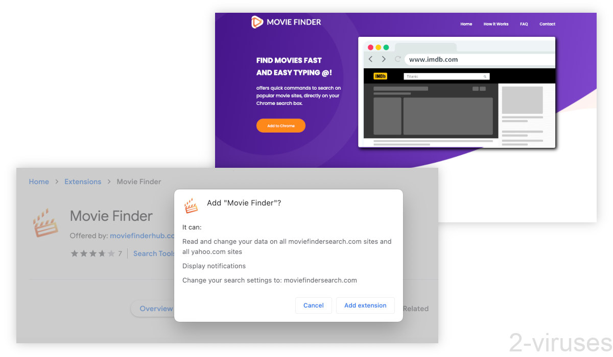Movie Finder asks to change your search settings and show notifications.
