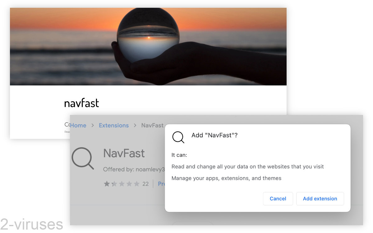 NavFast gets to read and change all the sites that you visit.