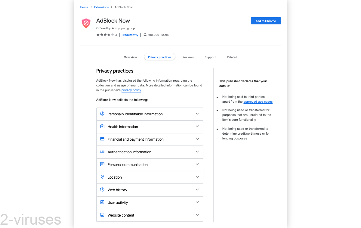 AdBlock Now apparently collects a lot of data.