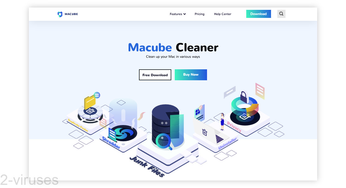 Macube Cleaner's home page looks professional, but it's still unfinished and is missing many links.