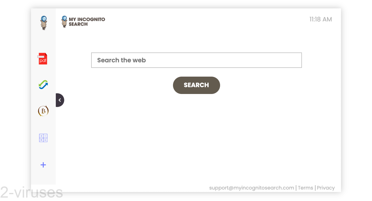 MyIncognitoSearch.com looks like a basic new tab page, but that's just for show.