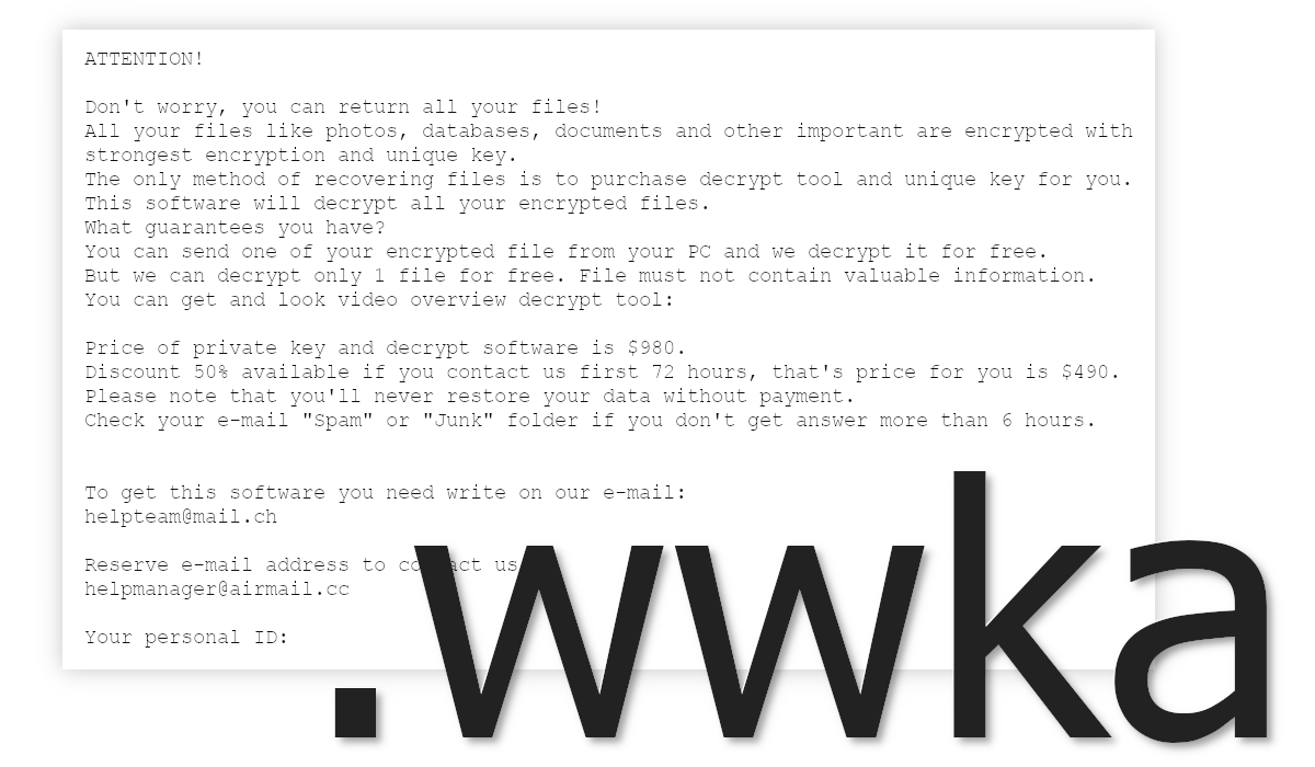 Wwka ransom note asks for money.