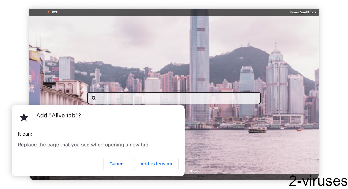 Alive tab changes the browser's new tab page.