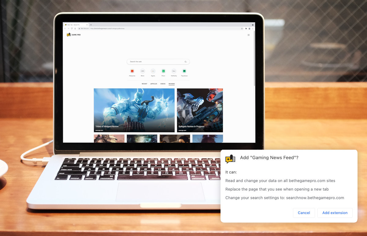 Bethegamepro.com's new tab does show gaming news cards.