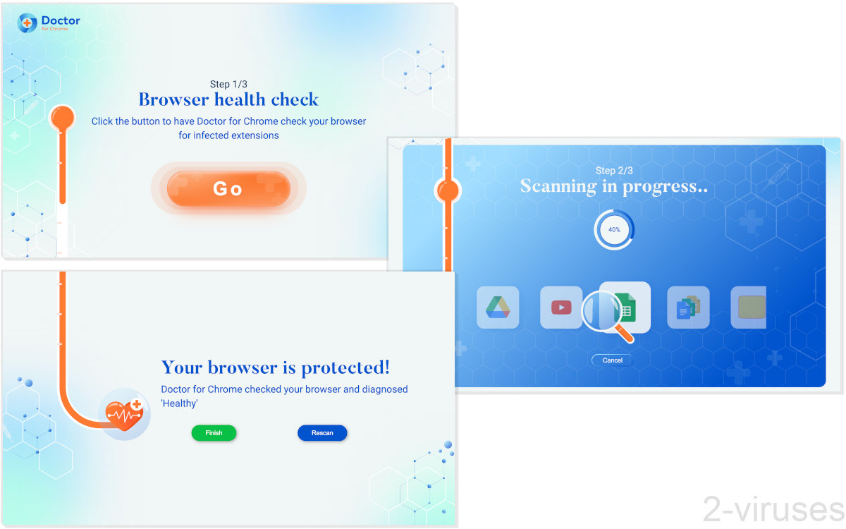 Browser Checkup for Chrome by Doctor scans extensions and then shows the result.