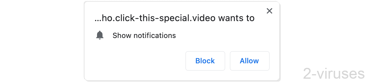 Click-this-special.video notification prompt shows buttons "Block" and "Allow".