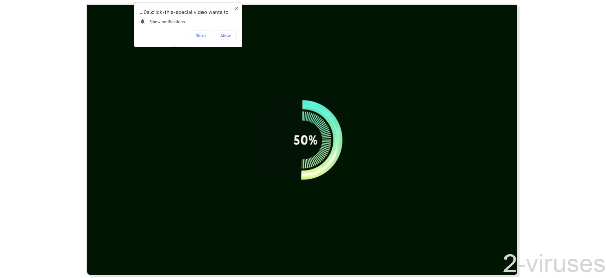 Click-this-special.video shows a fake loading circle.