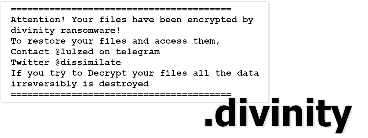 Divinity ransom note asks to contact the extortionists.