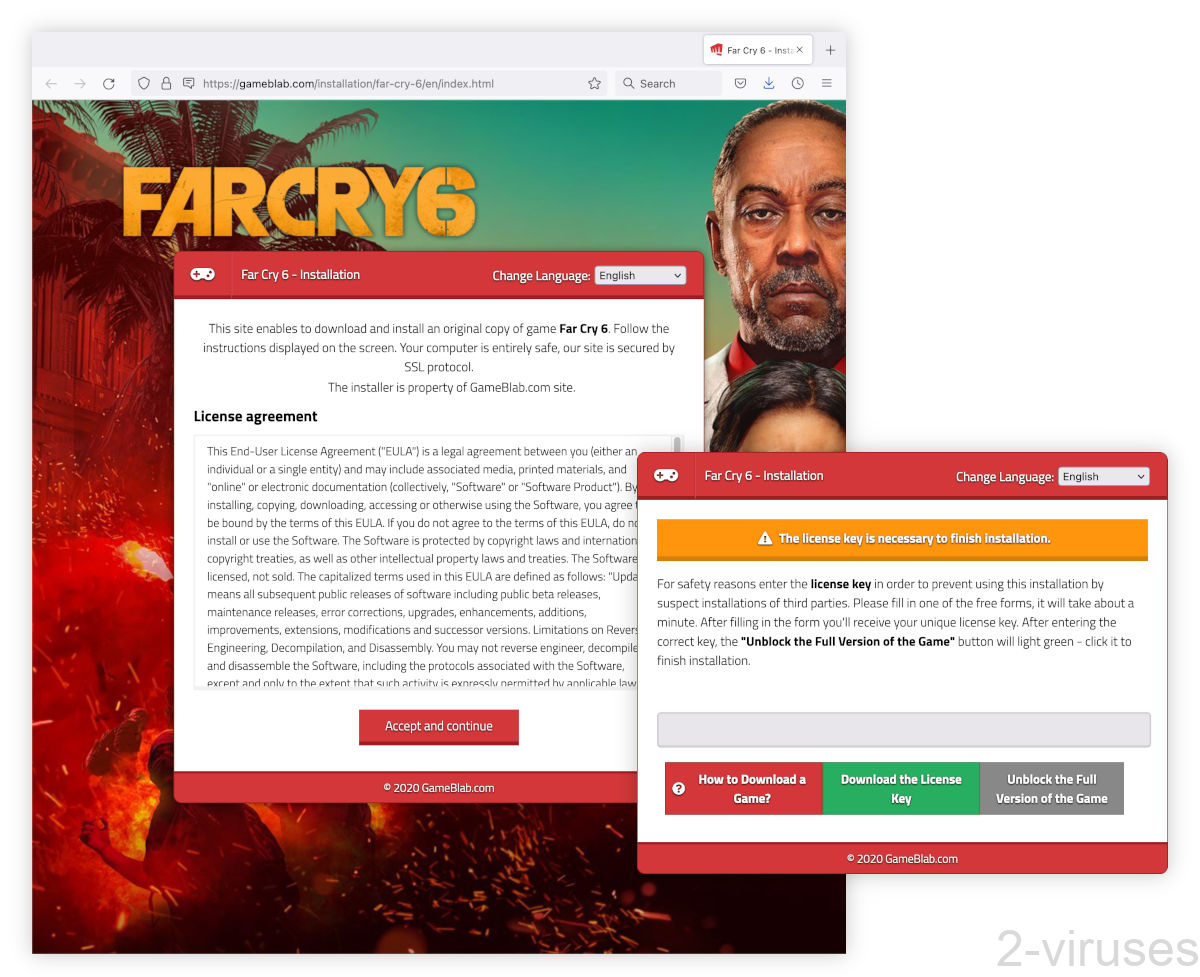 Gameblab.com pretends to install a game.
