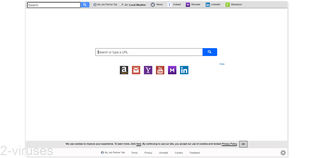 Myjobpartnertab.com has links to various websites and a search box.