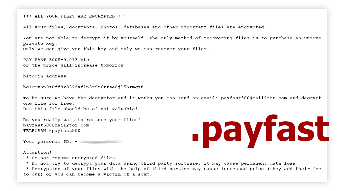 Payfast asks for hundreds of dollars for the decryption tool.