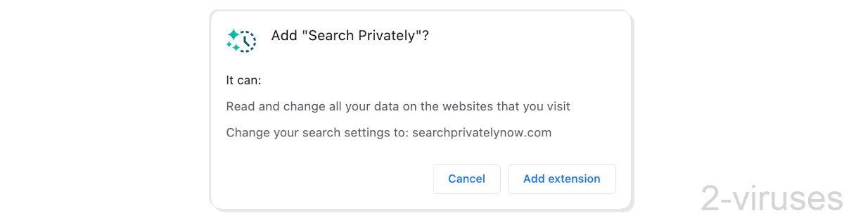 Search Privately asks to change your search settings and read your data on all sites.
