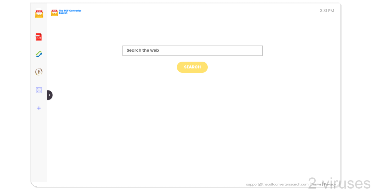 The ThePDFConverterSearch new tab page has a search box in the middle.